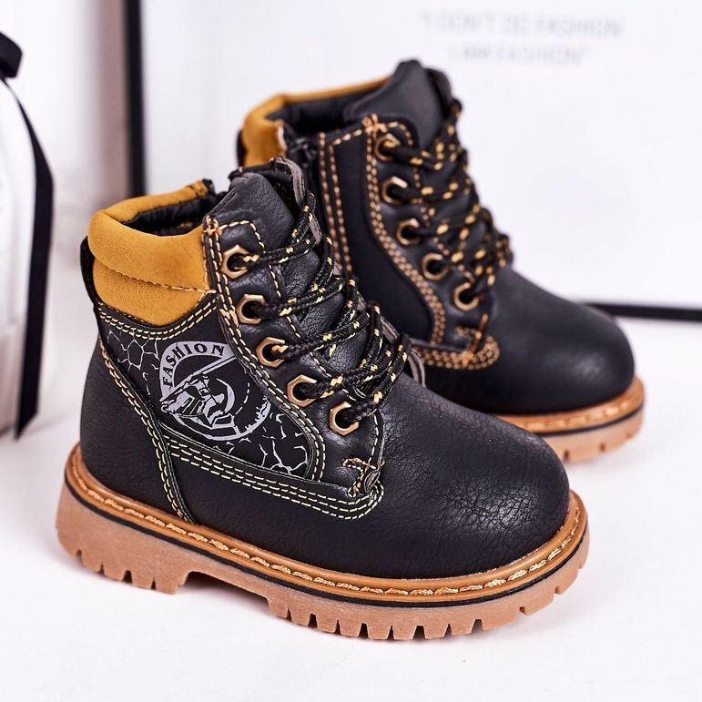 PL1 Lasten lämpimät saappaat Trapperit mustalla Bobby -kumipohjalla oranssi 1