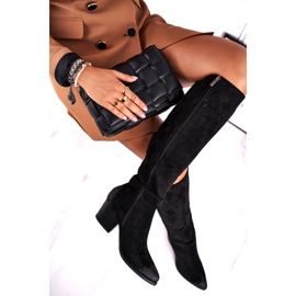 Vinceza Naisten saappaat kantapäässä Suede Black Nevermind musta 3