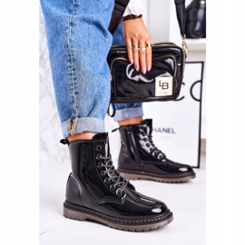 Naisten lämpimät saappaat lakatut saappaat Black Thunder musta 2