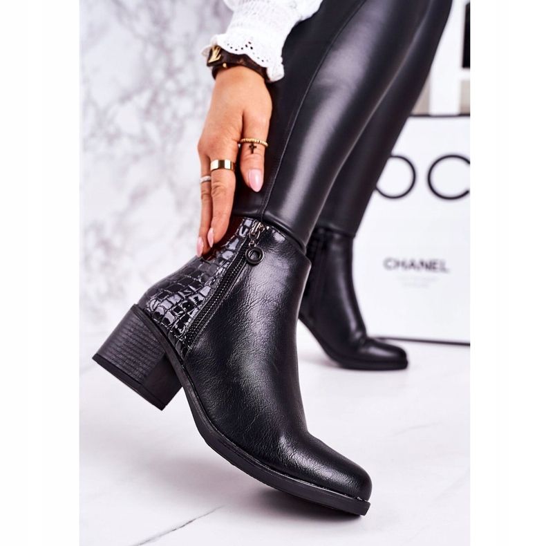 PJ1 Naisten lämpimät saappaat korkokengillä, mustalla luottamuksella 1