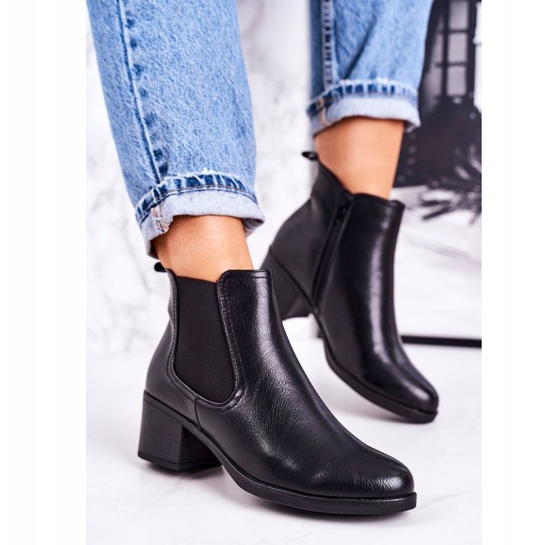 Naisten lämmin saappaat Jodhpur saappaat kantapäässä musta Forevermore 2