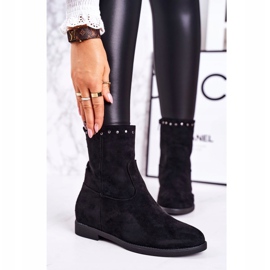 PJ1 Naisten mustat eristetyt saappaat, joissa mokka -tekojalokivi 1