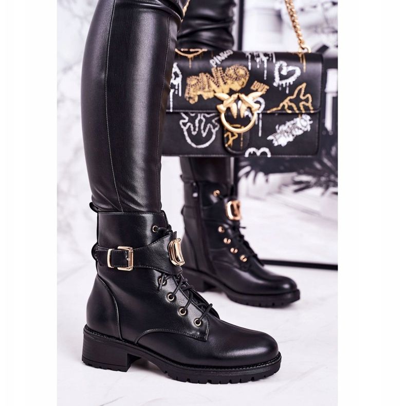 SEA Naisten lämpimät saappaat Työntekijät Kultainen solki Musta Vera 1