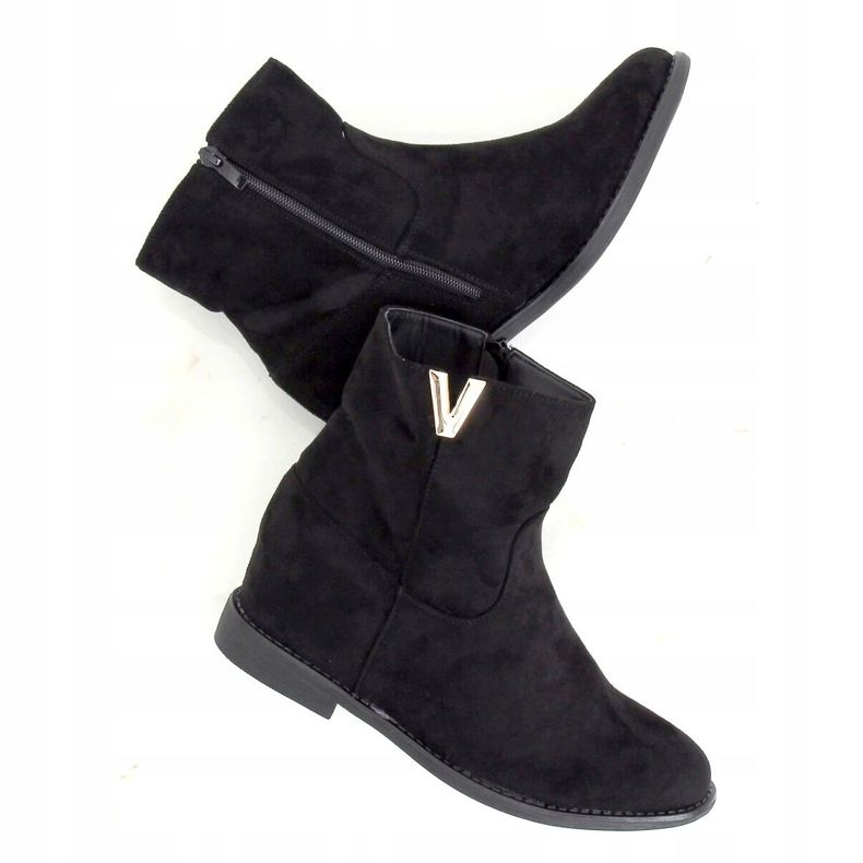 Musta ZT1013 Mustat saappaat piilotetulla kiilakorolla 1