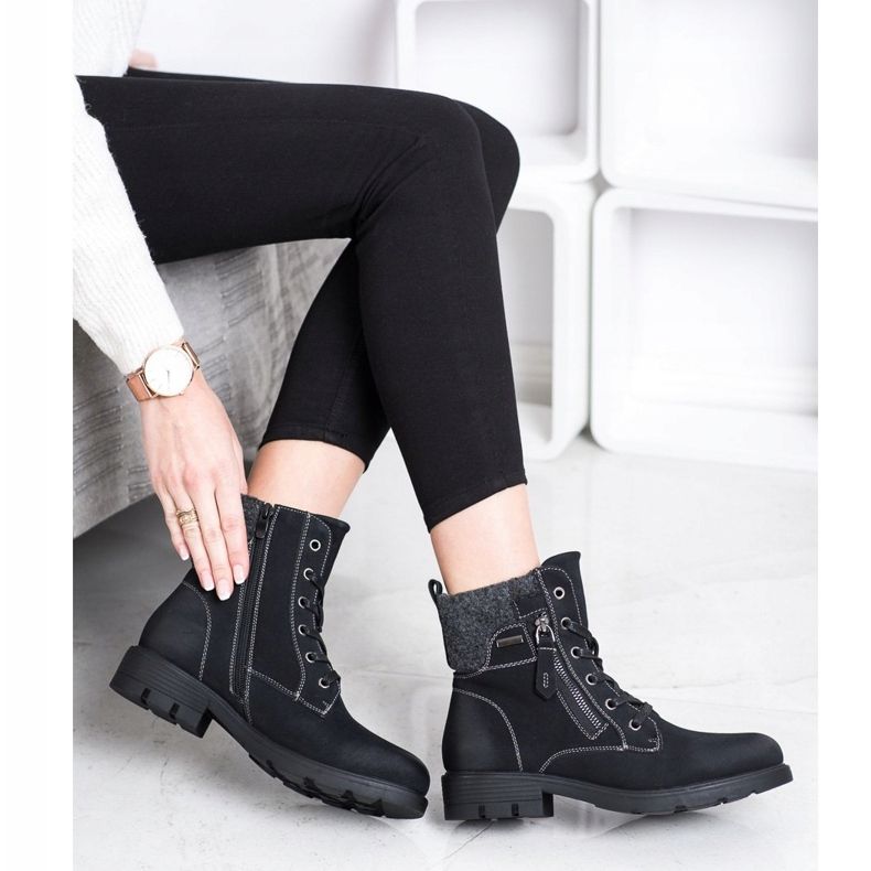 Super Mode Vaelluskengät koristeellisella vetoketjulla musta 2