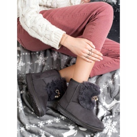 Queentina Lämmin Mukluki koristeineen harmaa 2