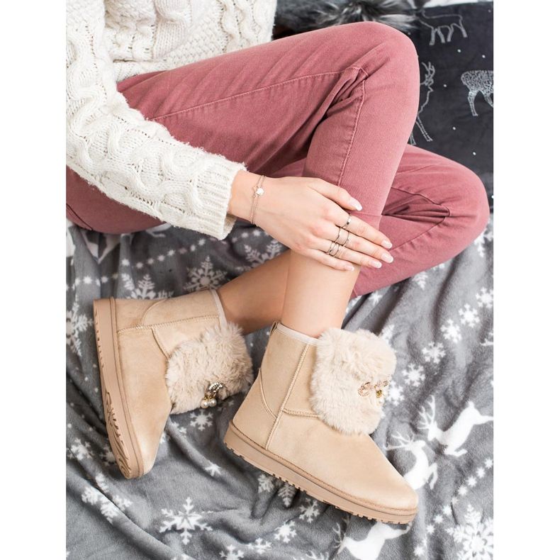 Queentina Lämmin Mukluki koristeineen beige 1