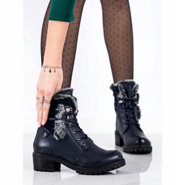 Super Mode Tummansiniset turkikset saappaat sininen 1