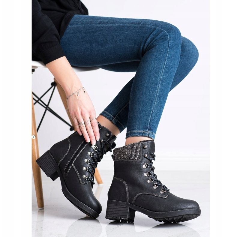 Queentina Lämpimät saappaat postissa musta harmaa 2