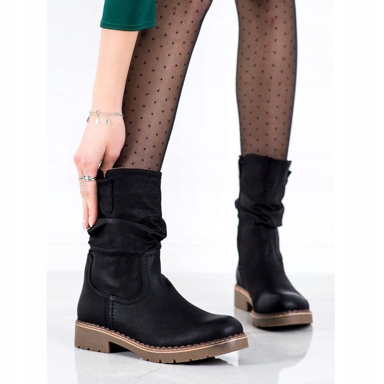 Super Mode Saappaat, joissa röyhelöiset päälliset musta 2