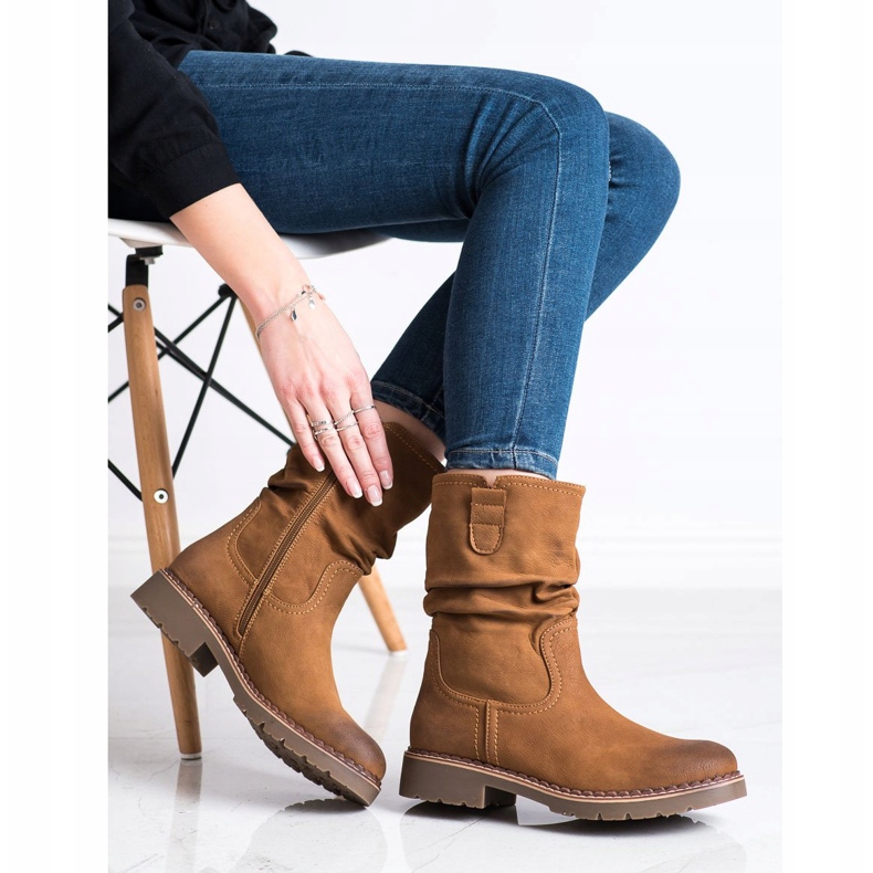 Super Mode Saappaat, joissa röyhelöiset päälliset ruskea 1