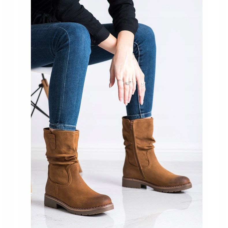 Super Mode Saappaat, joissa röyhelöiset päälliset ruskea 2