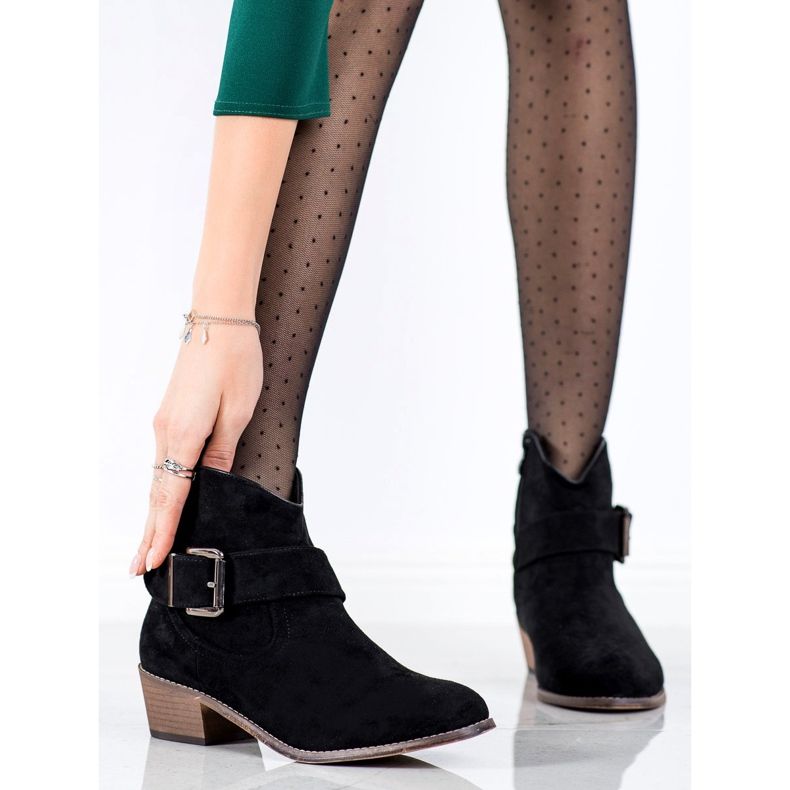 SHELOVET Tyylikkäät saappaat soljella musta 2