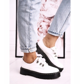 Naisten Brogues Oxfords Platformilla S.Barski HX15 lakattu valkoinen 2