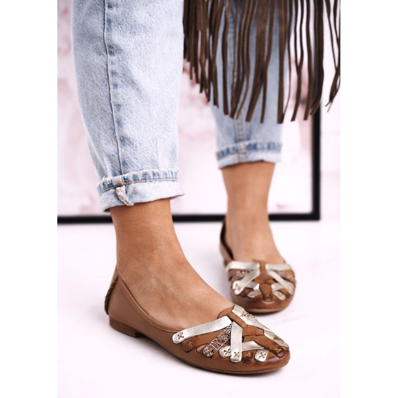 Naisten nahkabalerinat Maciejka Red 01358 ruskea 2