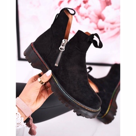 Naisten Chelsea -saappaat, joissa värikäs tikkaus mokkanahka musta Addison 1