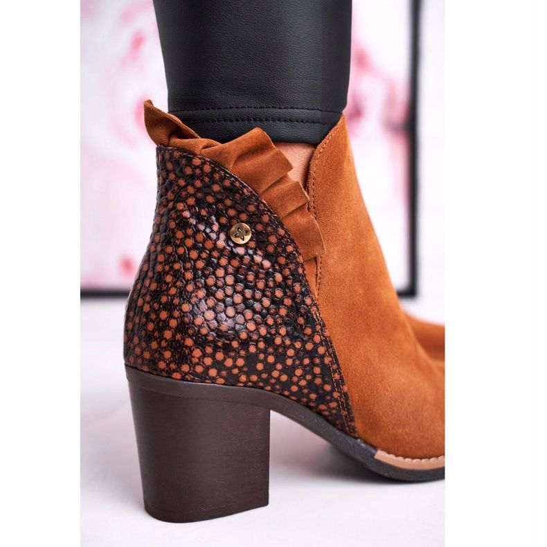 Naisten nahkakengät korkokenkällä Maciejka Red 04833 ruskea 1