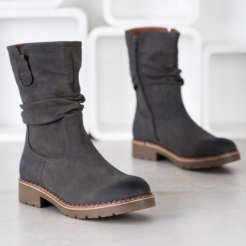 Super Mode Saappaat, joissa röyhelöiset päälliset harmaa 1