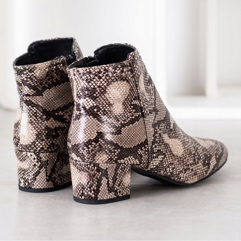 SHELOVET Snake Print Boot beige ruskea 1