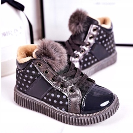 Linshi Lasten lämpimät saappaat Lenkkarit Polka Dots Harmaa Anastasia hopea 2