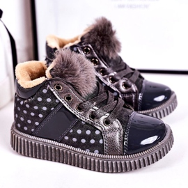 Linshi Lasten lämpimät saappaat Lenkkarit Polka Dots Harmaa Anastasia hopea 1