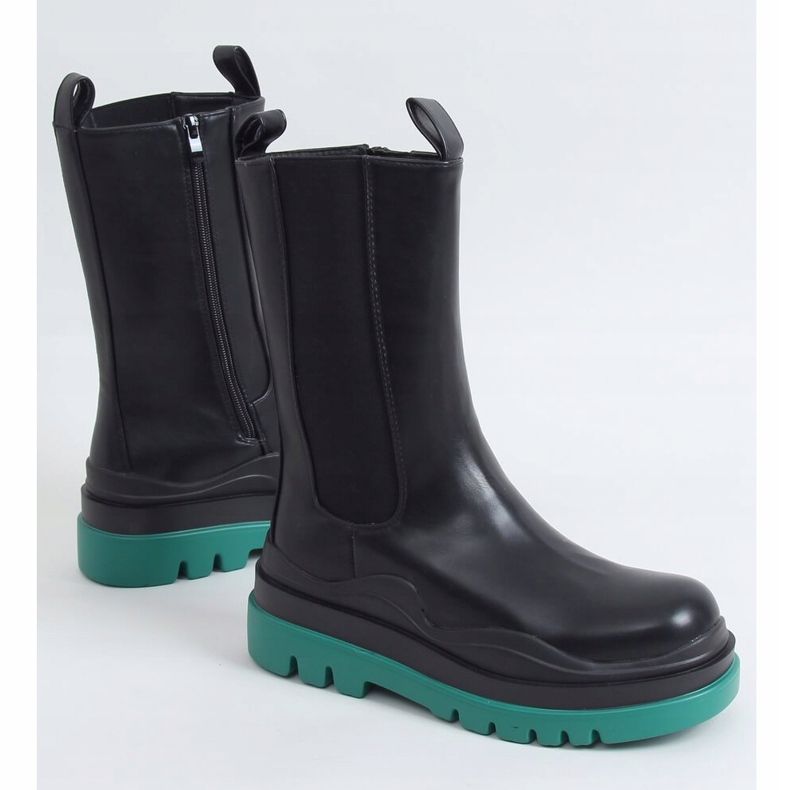 Mustat moottoripyörä saappaat YK05 MUSTA / VIHREÄ 1