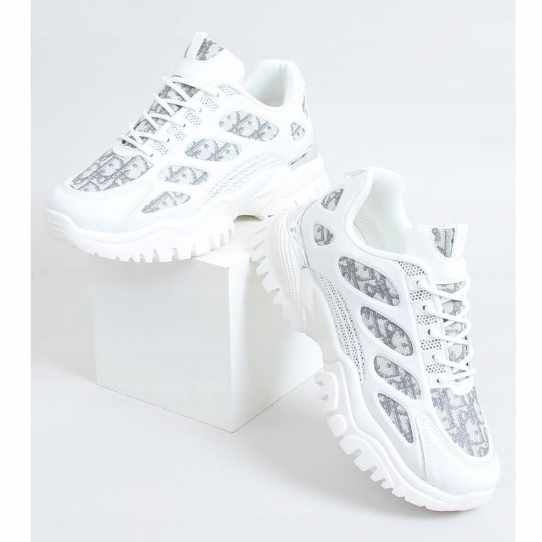 Valkoiset naisten urheilukengät VL123 Valkoinen harmaa 1