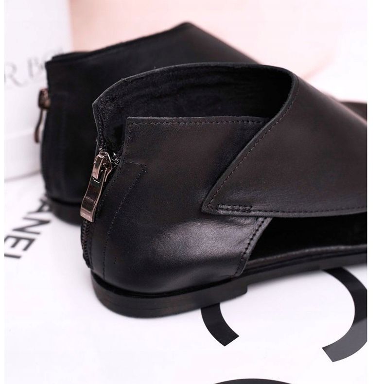 Nicole Naisten litteät nahkasandaalit, musta Natalie 1