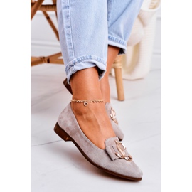 Nicole Naisten Mokkanahkatossut Beige Mary-Jane balerinat 2