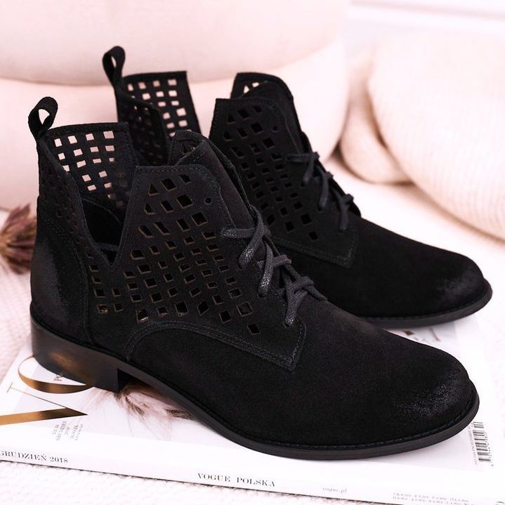 Nicole Naisten avoimet mokkanahkaiset mustat Susannah -saappaat 1