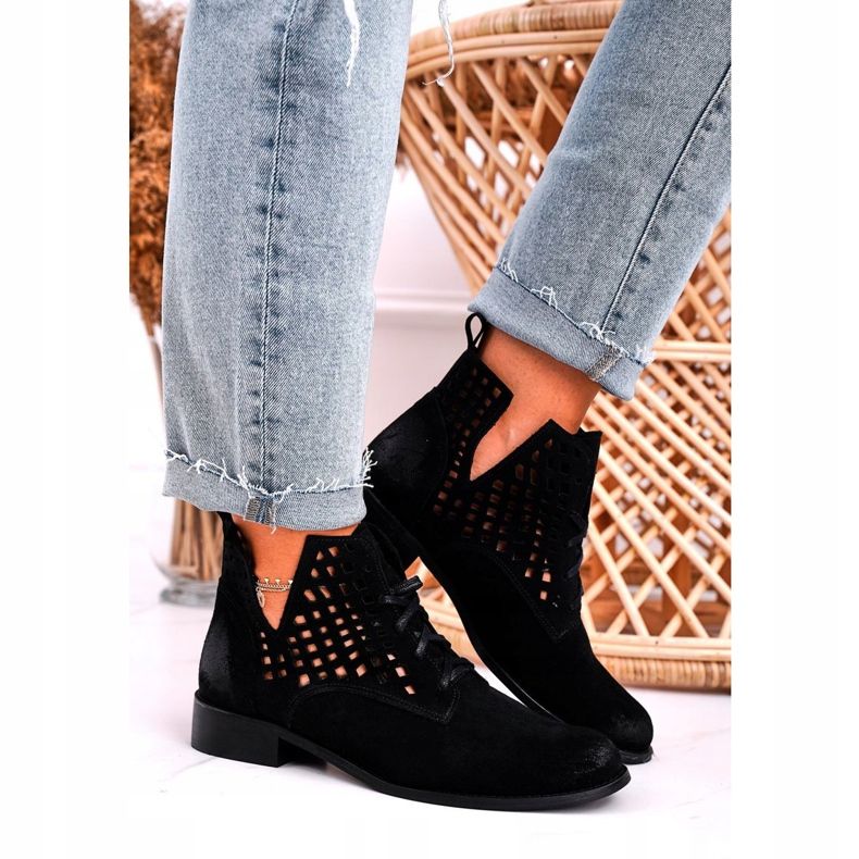 Nicole Naisten avoimet mokkanahkaiset mustat Susannah -saappaat 2