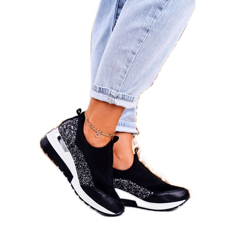 Nicole Naisten nahkaiset kiilakengät musta hopea Frances 2