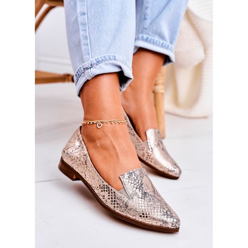 Nicole Naisten Nahkaiset Loaferit Eläinkuvio Golden Scarlett monivärinen kultainen 1