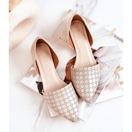 Tyylikkäät nahkabaleriinit Laura Messi 1110 kultainen bensiini monivärinen 1