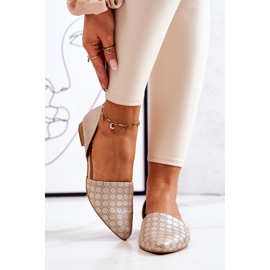 Tyylikkäät nahkabaleriinit Laura Messi 1110 kultainen bensiini monivärinen 2