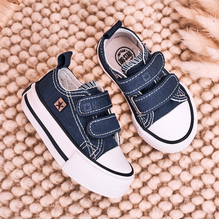 Lasten matalat lenkkarit tarranauhalla Big Star HH374201 Navy Blue sininen 2