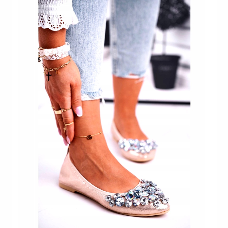 SEA Naisten ballerinat kultaisilla kristallikivillä kultainen 1