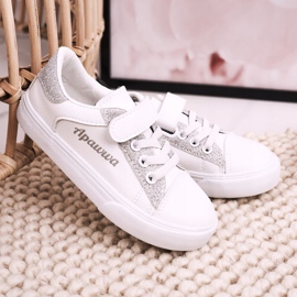 Apawwa Lasten lenkkarit, joissa Brocade valkoinen ja hopea Camila 2