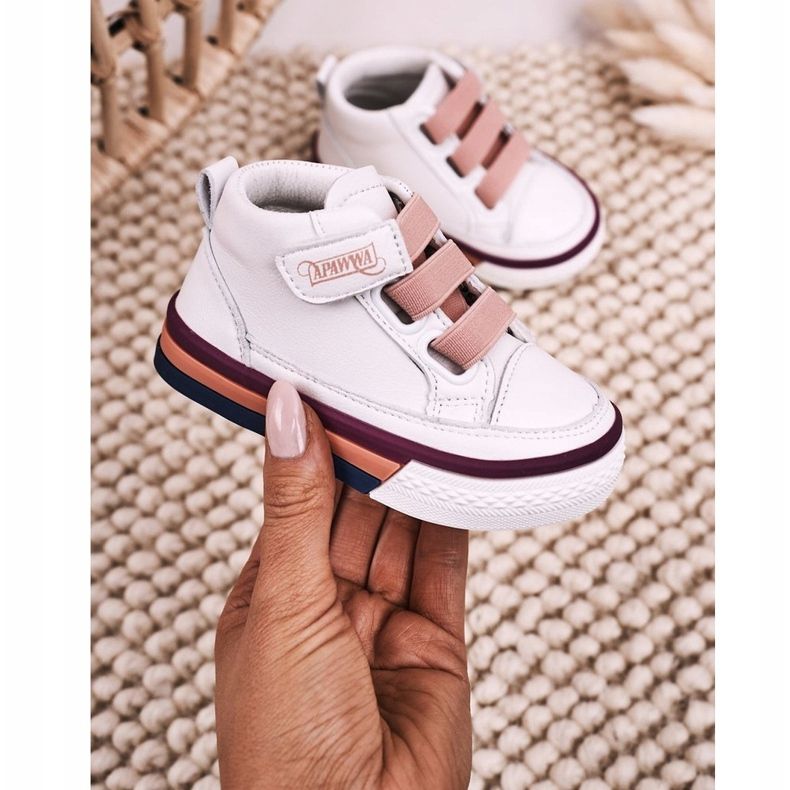 Apawwa Lasten korkeat tennarit Valkoinen ja Vaaleanpunainen Baxter ['valkoinen', 'vaaleanpunainen'] 2