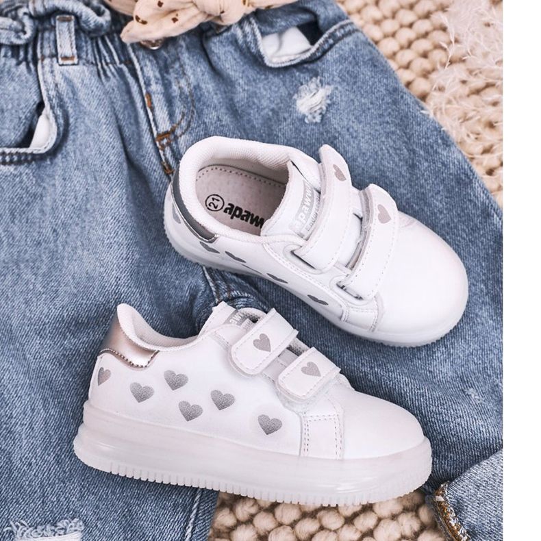 Apawwa Lasten urheilujalkineet, joissa on valoisa ainoa LED-valkoinen-hopea boomer 1