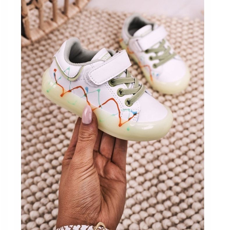 Apawwa Lasten urheilukengät, joissa on valaistu ainoa LED-valkoinen-vihreä disko 1