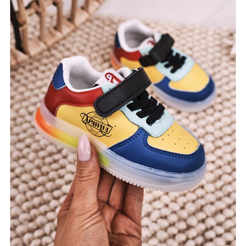 Apawwa Lasten urheilukengät LED -valopohjaisella monivärisellä skootterilla sininen keltainen 2