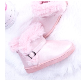 BUGO Lämpimät lasten lumisaappaat turkispunaisilla hyytelöpavuilla vaaleanpunainen 1