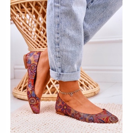 Naisten nahka Maciejka ballerinat punainen kukilla 04100-38 monivärinen 1