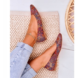 Naisten nahka Maciejka ballerinat punainen kukilla 04100-38 monivärinen 2