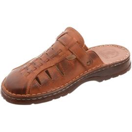 ŁUKPOL Miesten nahkaiset tossut 801 ruskeat 2