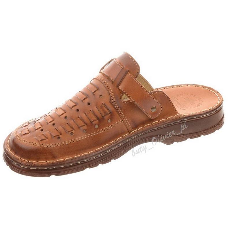 ŁUKPOL Miesten nahkaiset tossut 803 ruskeat 2