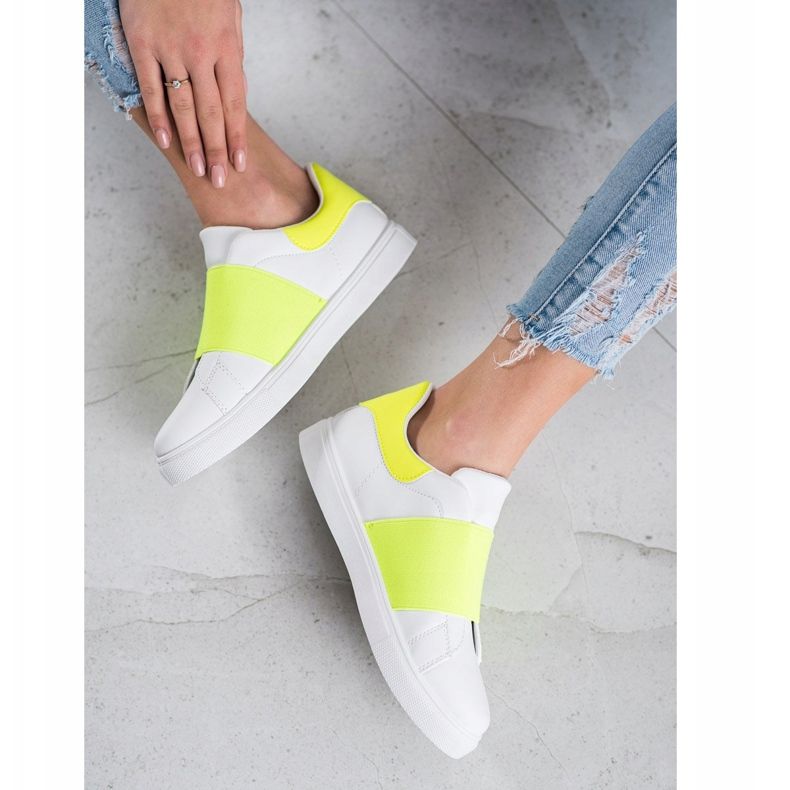 SHELOVET Liukuvat kengät, joissa on joustava nauha valkoinen 1