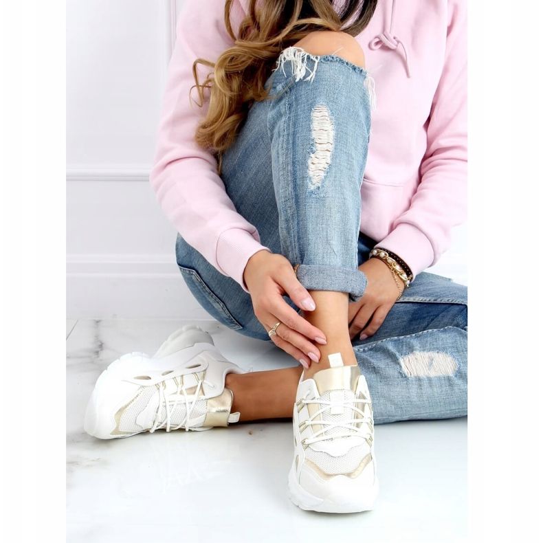 Naisten urheilukengät beige B0-551 BEIGE / GOLD 1