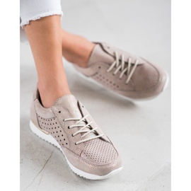 Kylie Avoimet nahkakengät beige kultainen 1